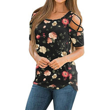 Load image into Gallery viewer, New Summer Women's Printed Floral Round Neck Short Sleeved Off