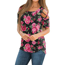 Load image into Gallery viewer, New Summer Women's Printed Floral Round Neck Short Sleeved Off