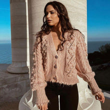 Load image into Gallery viewer, New Women Pink Knit Cardigan Sweater Long Sleeves Gem Buttons - Sophornlilly