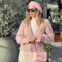 Load image into Gallery viewer, New Women Pink Knit Cardigan Sweater Long Sleeves Gem Buttons - Sophornlilly