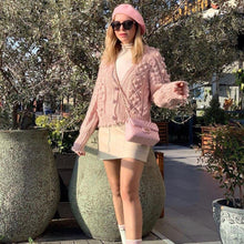 Load image into Gallery viewer, New Women Pink Knit Cardigan Sweater Long Sleeves Gem Buttons - Sophornlilly