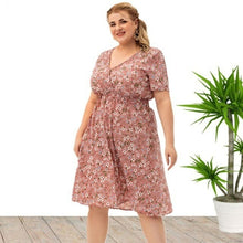 Load image into Gallery viewer, New Women Plus size Dress Floral Short Sleeve