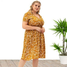 Load image into Gallery viewer, New Women Plus size Dress Floral Short Sleeve