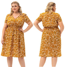 Load image into Gallery viewer, New Women Plus size Dress Floral Short Sleeve
