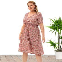 Load image into Gallery viewer, New Women Plus size Dress Floral Short Sleeve