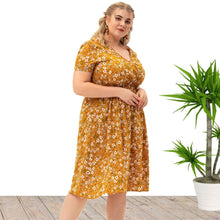 Load image into Gallery viewer, New Women Plus size Dress Floral Short Sleeve