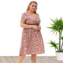 Load image into Gallery viewer, New Women Plus size Dress Floral Short Sleeve
