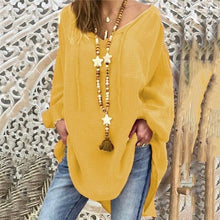 Load image into Gallery viewer, New Women Sexy V Neck Loose Cotton Blouse Shirt 2021 Autumn