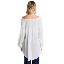 Load image into Gallery viewer, New Women Sexy V Neck Loose Cotton Blouse Shirt 2021 Autumn