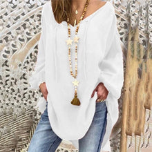 Load image into Gallery viewer, New Women Sexy V Neck Loose Cotton Blouse Shirt 2021 Autumn