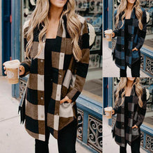 Load image into Gallery viewer, New Women‘s New Jacket Long Sleeve Plaid Print Button Open Front