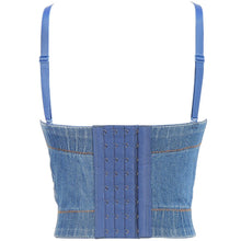 Load image into Gallery viewer, New Women's Summer Sexy Wrapped Chest Beaded Denim Blue Bodycon