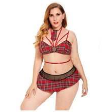 Load image into Gallery viewer, New Womens Girl Sexy Plus Size Lingerie Plaid Tie Stitching