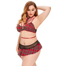 Load image into Gallery viewer, New Womens Girl Sexy Plus Size Lingerie Plaid Tie Stitching