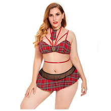 Load image into Gallery viewer, New Womens Girl Sexy Plus Size Lingerie Plaid Tie Stitching