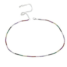 Load image into Gallery viewer, New arrived gold color necklace with rainbow cz tennis chain
