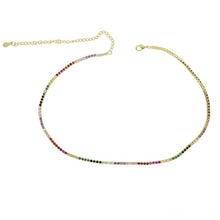 Load image into Gallery viewer, New arrived gold color necklace with rainbow cz tennis chain
