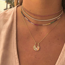 Load image into Gallery viewer, New arrived gold color necklace with rainbow cz tennis chain