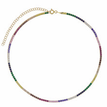 Load image into Gallery viewer, New arrived gold color necklace with rainbow cz tennis chain