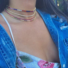 Load image into Gallery viewer, New arrived gold color necklace with rainbow cz tennis chain