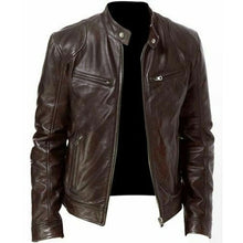 Load image into Gallery viewer, Casual male fashion collar thin leather jacket