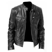 Load image into Gallery viewer, Casual male fashion collar thin leather jacket