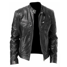 Load image into Gallery viewer, Casual male fashion collar thin leather jacket