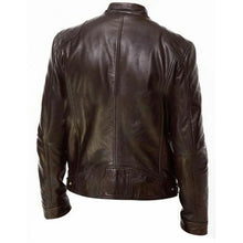 Load image into Gallery viewer, Casual male fashion collar thin leather jacket