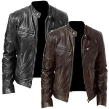 Load image into Gallery viewer, Casual male fashion collar thin leather jacket