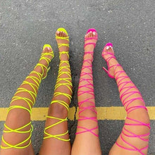 Load image into Gallery viewer, New summer female gladiator knee high open toe lace cross strap - Sophornlilly