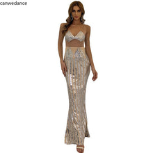 Load image into Gallery viewer, O neck See Through Sleeveless Sexy Bodycon Maxi Dress Stripe