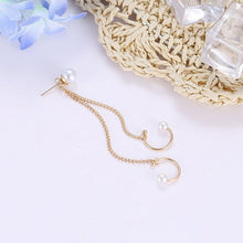 Load image into Gallery viewer, Pearl Long Tassel Ear Clip New Fashion Simple Earrings Style