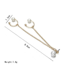 Load image into Gallery viewer, Pearl Long Tassel Ear Clip New Fashion Simple Earrings Style