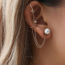 Load image into Gallery viewer, Pearl Long Tassel Ear Clip New Fashion Simple Earrings Style