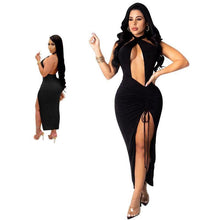 Load image into Gallery viewer, Pleated Backless Polyester Sexy Club Sleeveless Casual Bodycon - Sophornlilly