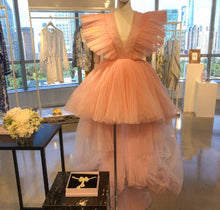 Load image into Gallery viewer, Pretty Peach High Low Tulle Evening Dresses Ruffles Fashion Long