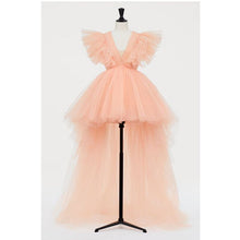 Load image into Gallery viewer, Pretty Peach High Low Tulle Evening Dresses Ruffles Fashion Long