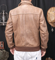 Retro Brown Military Style A2 Pilot Leather Jacket Men