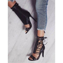 Load image into Gallery viewer, Sandals Women's Shoes Stitch Heel High Heel Roman Strapping - Sophornlilly