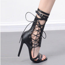 Load image into Gallery viewer, Sandals Women's Shoes Stitch Heel High Heel Roman Strapping - Sophornlilly