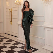 Load image into Gallery viewer, Sexy One Shoulder Sequins Evening Party Dress Summer Sleeveless