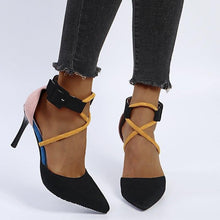 Load image into Gallery viewer, Sexy Point toe Sandals with Slim Heel Cross Lacing Hollow Heels - Sophornlilly