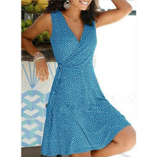 Load image into Gallery viewer, Sexy Sleeveless Deep V neck Women's Dress Lace Up Floral Print - Sophornlilly
