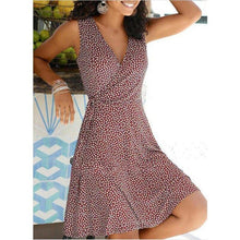 Load image into Gallery viewer, Sexy Sleeveless Deep V neck Women's Dress Lace Up Floral Print - Sophornlilly