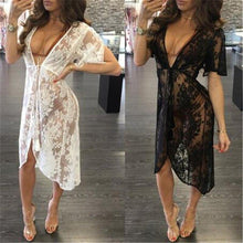 Load image into Gallery viewer, Sexy Summer Women Short Sleeve Floral Lace Crochet Kimono - Sophornlilly