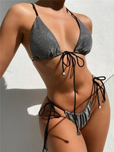 Load image into Gallery viewer, Sexy V Neck High Cut Swimwear Weomen Shiny Bikinis Sling Female - Sophornlilly