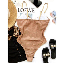 Load image into Gallery viewer, Sexy V Neck High Cut Swimwear Weomen Shiny Bikinis Sling Female - Sophornlilly