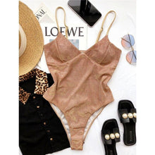 Load image into Gallery viewer, Sexy V Neck High Cut Swimwear Weomen Shiny Bikinis Sling Female - Sophornlilly