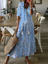 Load image into Gallery viewer, Sexy Women V Neck Vintage Boho Long Dress