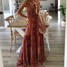 Load image into Gallery viewer, Sexy Women V Neck Vintage Boho Long Dress